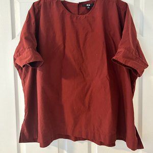 Uniqlo Red Medium Burnt Orange Top Blouse Medium